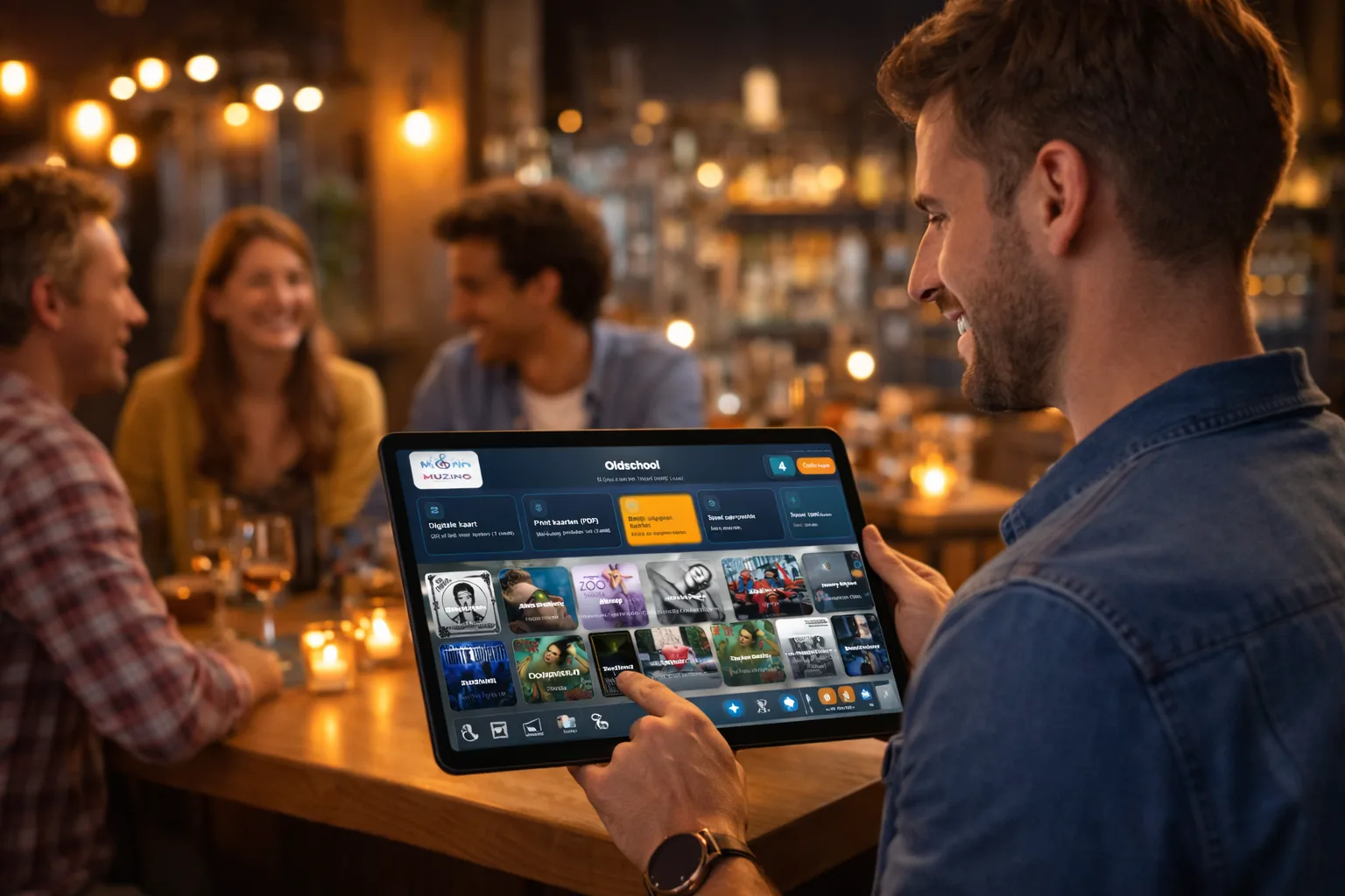 Sfeerbeeld van de Muzino-flow van playlist tot speelklare ronde