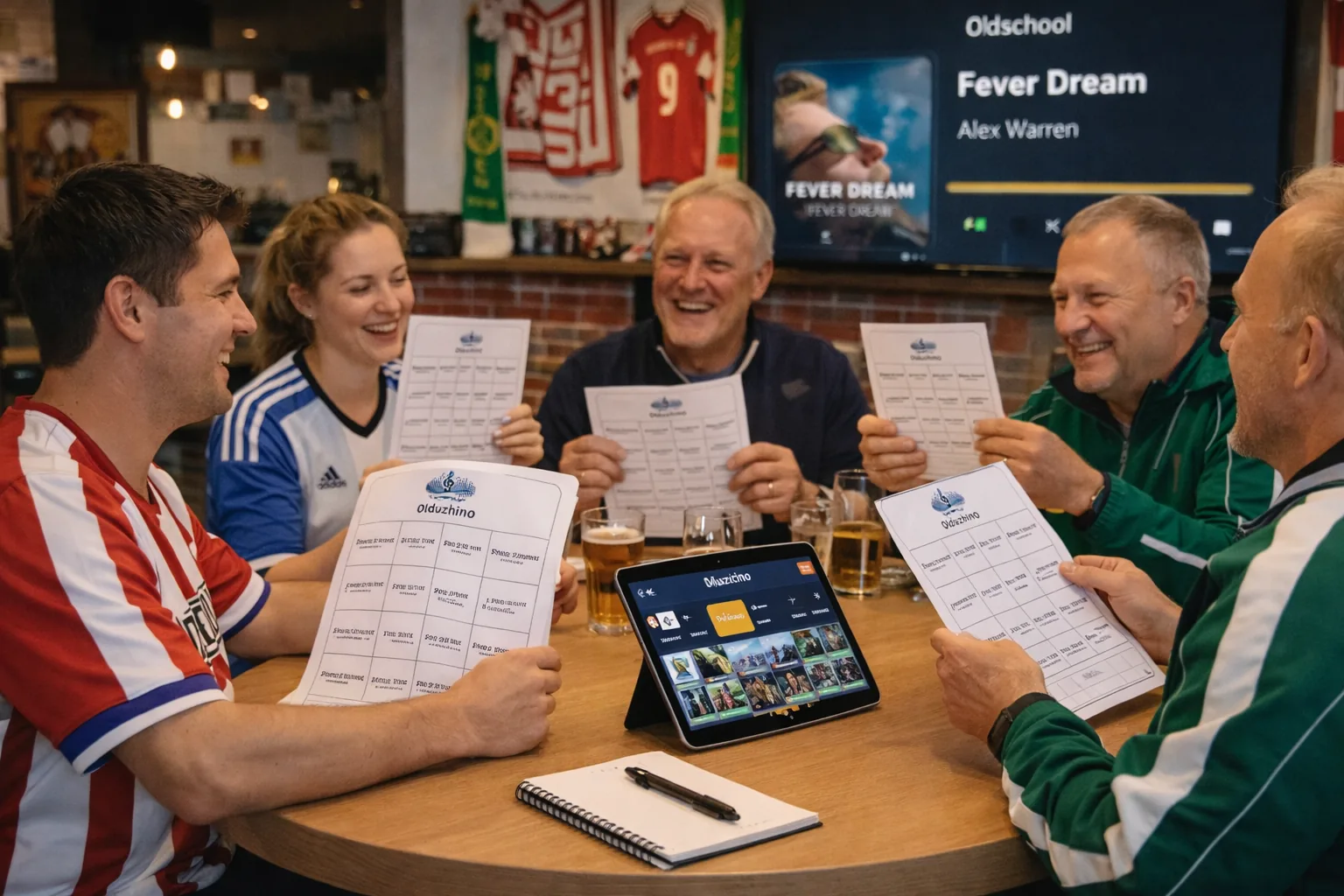 Sfeerbeeld van een sportclubavond met muziekbingo